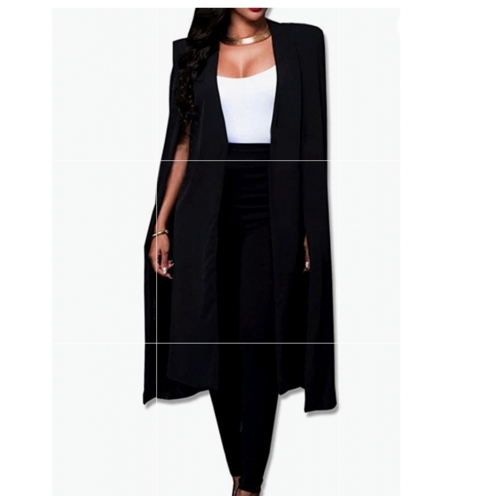 Misguided long cape jacket and tuxedo pant Black brand new with tags.